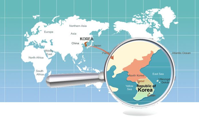 Карта мира со странами корея южная